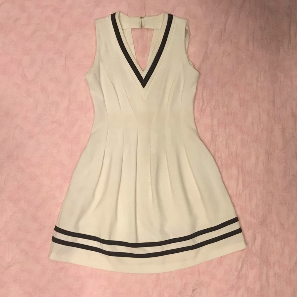 H&M white fit-and-flare midi dress